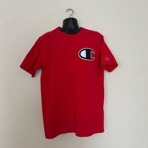 Champion Red Big C Logo Embroidered T-Shirt Men’s XL Crew Neck Short Sleeve